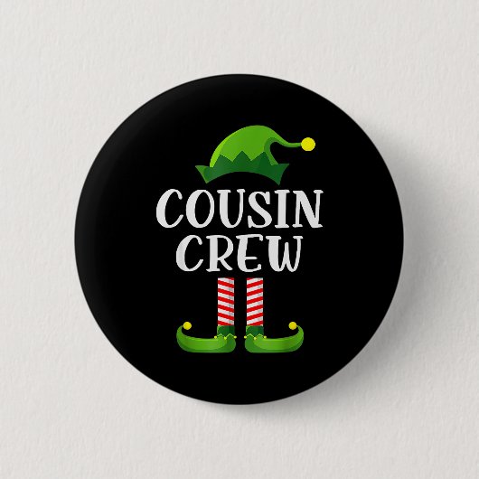 Badge Rond 5 Cm Christmas Pajama Cousin Crew Funny Elf Matching Pa (Devant)