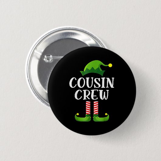 Badge Rond 5 Cm Christmas Pajama Cousin Crew Funny Elf Matching Pa (Devant & derrière)