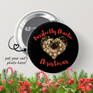 Badge Rond 5 Cm Christmas Personalized Cat Heart Photo Frame