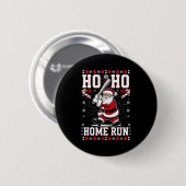 Badge Rond 5 Cm Christmas Santa Baseball Home Run Ho Ho Home Run , (Devant & derrière)
