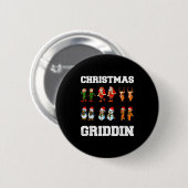 Badge Rond 5 Cm Christmas Santa Claus Snowman Reindeer Griddy Grid (Devant & derrière)