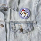Badge Rond 5 Cm Christmas Shih Tzu (chiot coupé) (En situation)