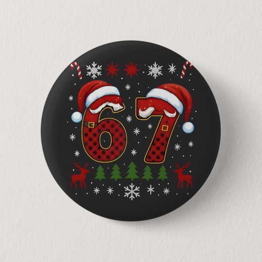 Badge Rond 5 Cm Christmas Six Seven 67 Santa Xmas Gen Alpha (Devant)