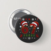 Badge Rond 5 Cm Christmas Six Seven 67 Santa Xmas Gen Alpha (Devant & derrière)