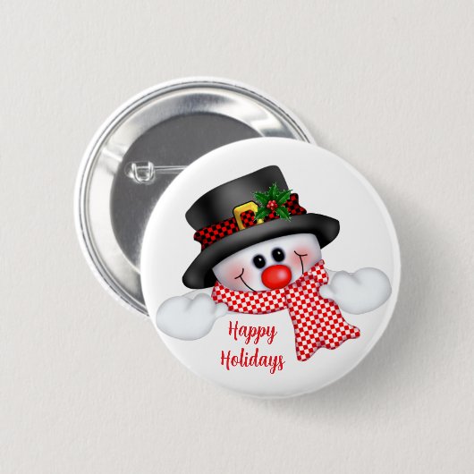 Badge Rond 5 Cm Christmas Snowman (Devant & derrière)