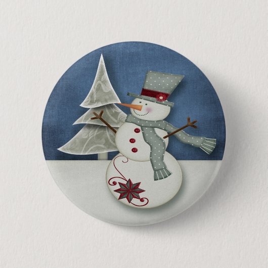 Badge Rond 5 Cm Christmas Snowman (Devant)