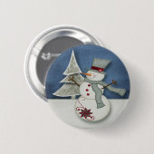 Badge Rond 5 Cm Christmas Snowman (Devant & derrière)