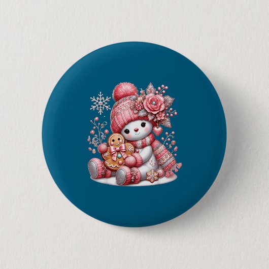 Badge Rond 5 Cm Christmas Snowperson  (Devant)