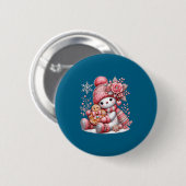 Badge Rond 5 Cm Christmas Snowperson  (Devant & derrière)