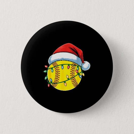 Badge Rond 5 Cm Christmas Softball Ball Santa Hat Softball Xmas Li (Devant)