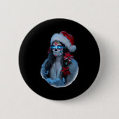 Badge Rond 5 Cm Christmas Sugar Skull Art Woman Santa Hat Festive (Devant)