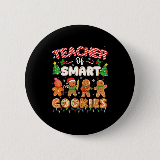 Badge Rond 5 Cm Christmas Teacher Of Smart Cookies Funny Cute Ging (Devant)