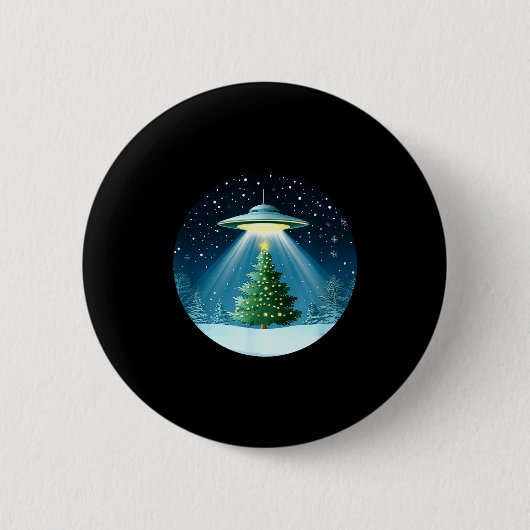 Badge Rond 5 Cm Christmas Tree Beamed By Ufo For Interstellar Holi (Devant)