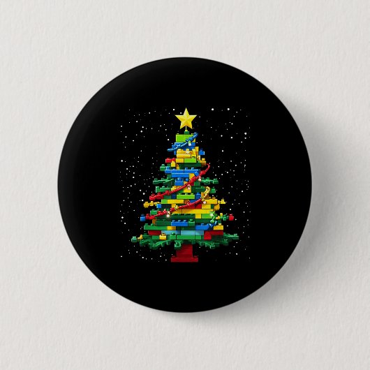 Badge Rond 5 Cm Christmas Tree Block Brick Building Xmas Master Bu (Devant)