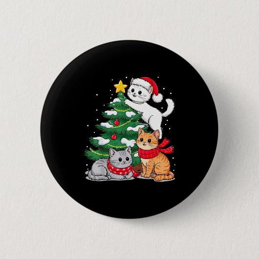 Badge Rond 5 Cm Christmas Tree Cats Xmas  (Devant)