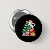 Badge Rond 5 Cm Christmas Tree Cats Xmas  (Devant & derrière)