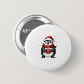 Badge Rond 5 Cm Christmas Turtle with Santa Hat Coffee Lover Funny (Devant & derrière)