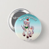 Badge Rond 5 Cm Christmas Unicorn Cartoon (Devant & derrière)
