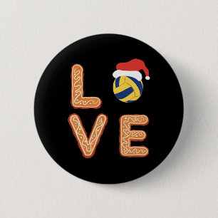 Badge Rond 5 Cm Christmas Volleyball Love Santa Claus Xmas Team Sp