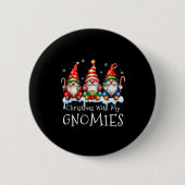 Badge Rond 5 Cm Christmas With My Gnomies Buffalo Plaid Gnome Fami (Devant)