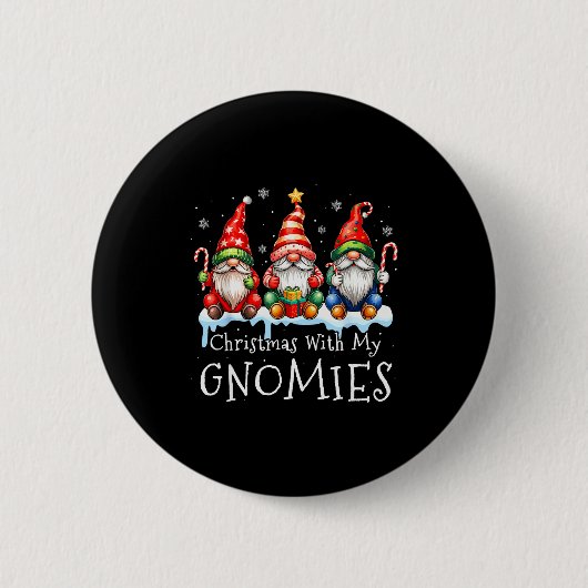 Badge Rond 5 Cm Christmas With My Gnomies Buffalo Plaid Gnome Fami (Devant)