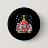 Badge Rond 5 Cm Christmas With My Gnomies Plaid Gnome Group Pajama (Devant)