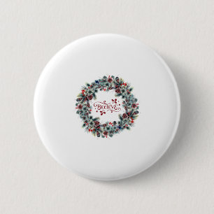 Badge Rond 5 Cm Christmas Wreath CROIRE Typographie