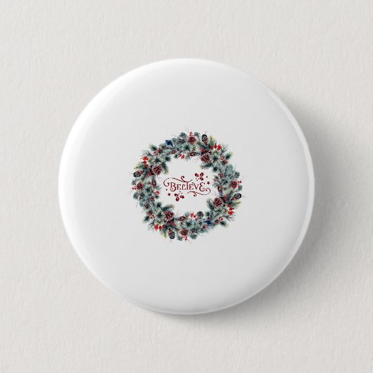 Badge Rond 5 Cm Christmas Wreath CROIRE Typographie (Devant)