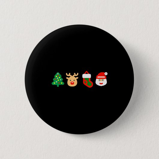 Badge Rond 5 Cm Christmas Xmas Santa, Tree, Stocking, Reindeer Des (Devant)