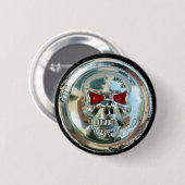 BADGE ROND 5 CM CHROME SKULL (Devant & derrière)