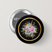 Badge Rond 5 Cm Chrysanthème peint à la main (Devant & derrière)