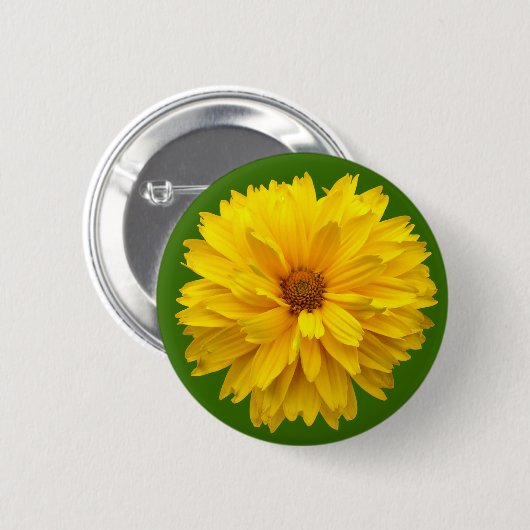 Badge Rond 5 Cm Chrysanthème - Vert (Devant & derrière)