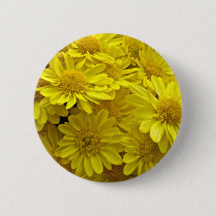 Badge Rond 5 Cm Chrysanthèmes jaune soleil