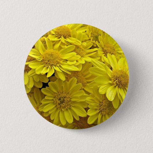 Badge Rond 5 Cm Chrysanthèmes jaune soleil (Devant)