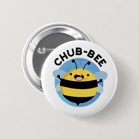 Badge Rond 5 Cm Chub-bee Funny Chubby Bee Pun (Devant & derrière)