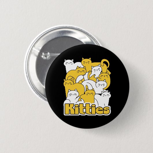 Badge Rond 5 Cm Chubby Kitties Design - Cat Art adorable (Devant & derrière)