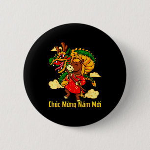 Badge Rond 5 Cm Chuc Mung Nam Moi 2026 Année du Cheval Dragon Da