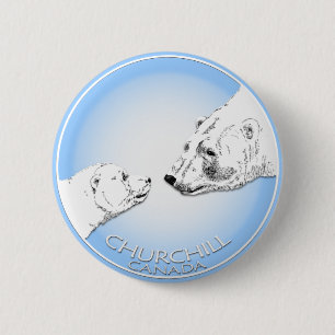 Badge Rond 5 Cm Churchill Souvenirs Ours Polaire Chemises & Cadeau