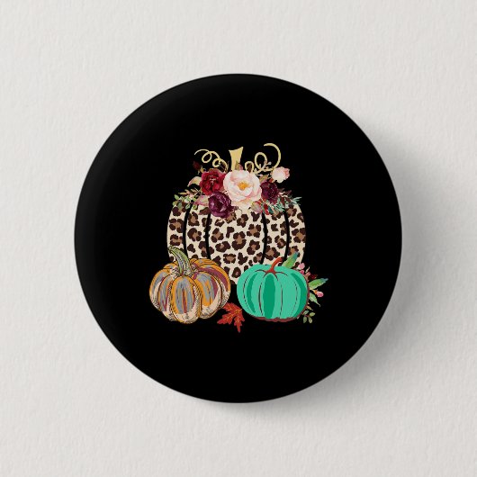 Badge Rond 5 Cm Chute Leopard Cheetah Citrouille Rustique Hallowee (Devant)