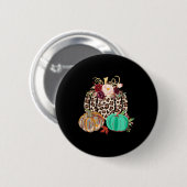 Badge Rond 5 Cm Chute Leopard Cheetah Citrouille Rustique Hallowee (Devant & derrière)