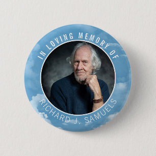 Badge Rond 5 Cm Ciel Bleu Nuages Blancs dans la mémoire aimée Ph