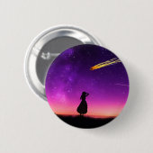 Badge Rond 5 Cm Ciel de nuit violet avec comète s'écrasant vers la (Devant & derrière)