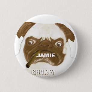 Badge Rond 5 Cm Cigar à puggy Grumpy AFICIONADO personnalisé