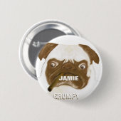 Badge Rond 5 Cm Cigar à puggy Grumpy AFICIONADO personnalisé (Devant & derrière)