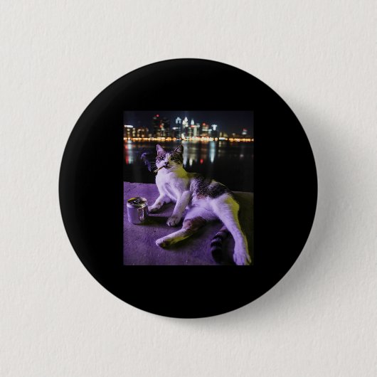 Badge Rond 5 Cm Cigarette Kitten Drôle Fumer Chat Mème Bra Stupide (Devant)