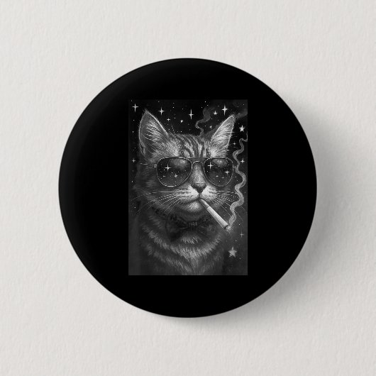 Badge Rond 5 Cm Cigarette Kitten Drôle Fumer Chat Mème Bra Stupide (Devant)