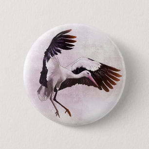 Badge Rond 5 Cm Cigogne