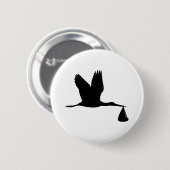 Badge Rond 5 Cm Cigogne - bébé (Devant & derrière)