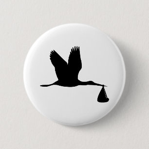 Badge Rond 5 Cm Cigogne - bébé