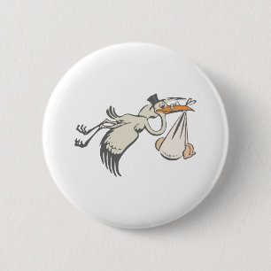 Badge Rond 5 Cm Cigogne Klapperstorch